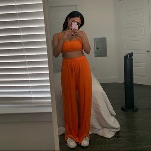 Urban Outfitters Orange Wide-Leg Lounge Pants
